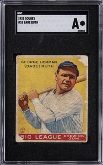 1933 Goudey #53 Babe Ruth - SGC AUTHENTIC